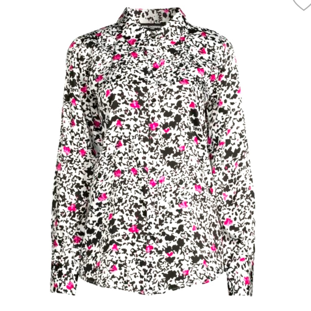 Karl Lagerfeld Women's Abstract Printed Long-Sleeve Shirt